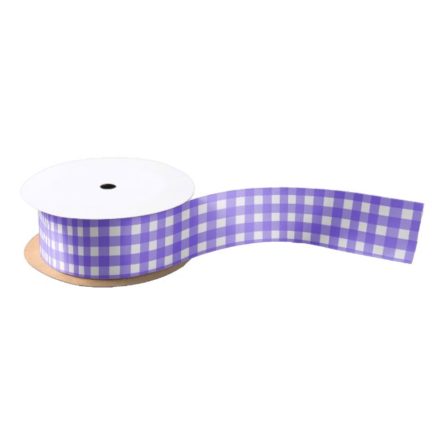 Periwinkle and white gingham satin ribbon (Spool)