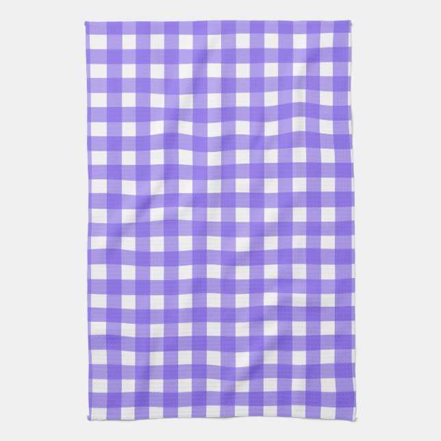 Periwinkle and white gingham tea towel (Vertical)