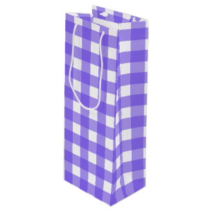 Periwinkle and white gingham wine gift bag