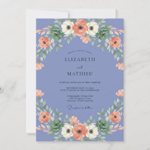 Periwinkle Anemone Painted Wedding Invitation