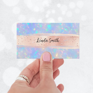 Periwinkle Aqua Opal Blush Brush Strokes Business Card