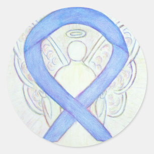 Periwinkle Awareness Ribbon Angel Decal Stickers