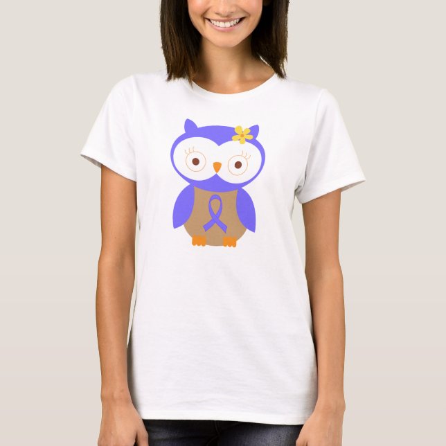 Periwinkle Awareness Ribbon Owl T-Shirt (Front)