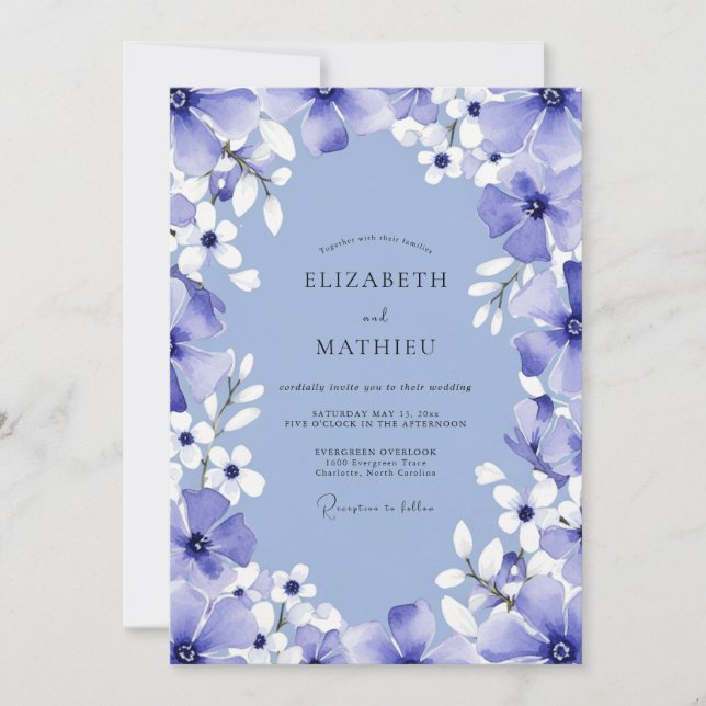 Periwinkle Bloom Romance Wedding Invitation (Front)