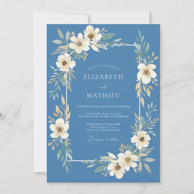 Periwinkle Blossom Romantic Wedding Invitation (Front)