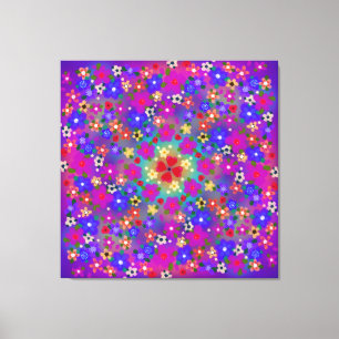 Periwinkle Blue and Violet Flowers Boho Style Canvas Print