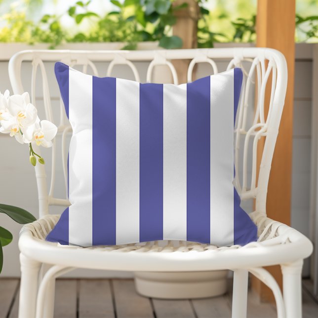 Periwinkle Blue and White Awning Stripes Cushion (Creator Uploaded)