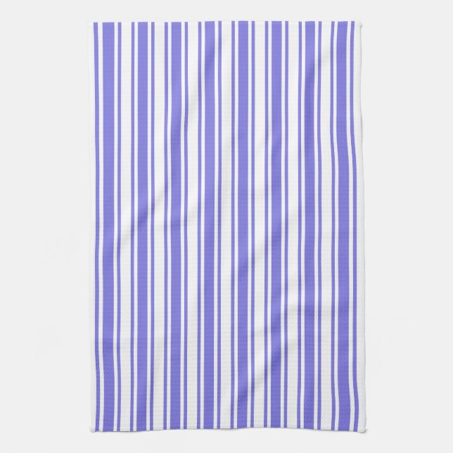 Periwinkle blue and white candy stripes tea towel (Vertical)