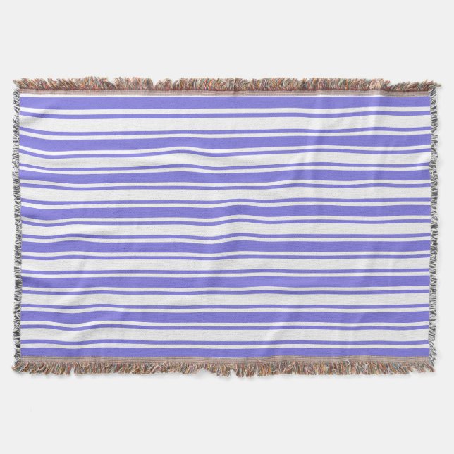 Periwinkle blue and white candy stripes throw blanket (Front)