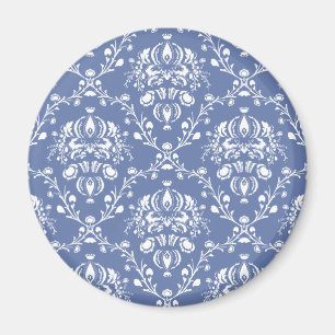 Periwinkle Blue and White Damask Magnet