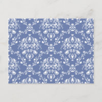 Periwinkle Blue and White Damask