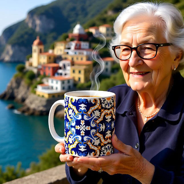 💙💛 periwinkle, blue and yellow Azulejos  Coffee Mug (💙💛 periwinkle, blue and yellow Azulejos Coffee Mug)