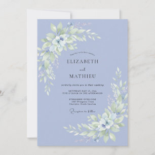 Periwinkle Blue Angelic Spring Wedding Invitation