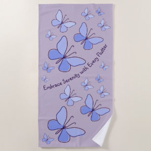 Periwinkle Blue Butterfly Flutter Lavender Grey Beach Towel