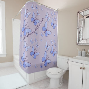 Periwinkle Blue Butterfly Flutter Lavender Grey Shower Curtain
