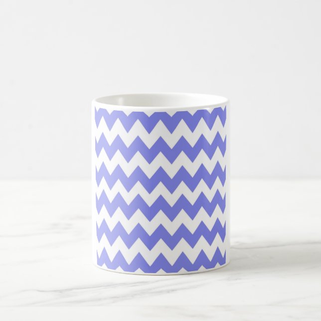 Periwinkle Blue Chevron – Crisp White Zigzag Coffee Mug (Center)