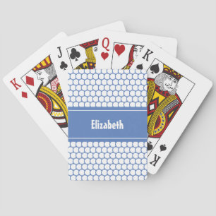 Periwinkle Blue Custom Personalised Name Geometric Playing Cards
