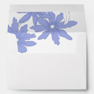 Periwinkle Blue Daisies on White Envelope