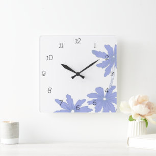 Periwinkle Blue Daisies Square Clock