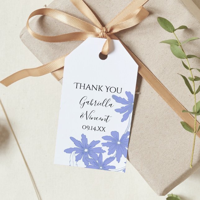 Periwinkle Blue Daisies Wedding Favour Tags (Creator Uploaded)