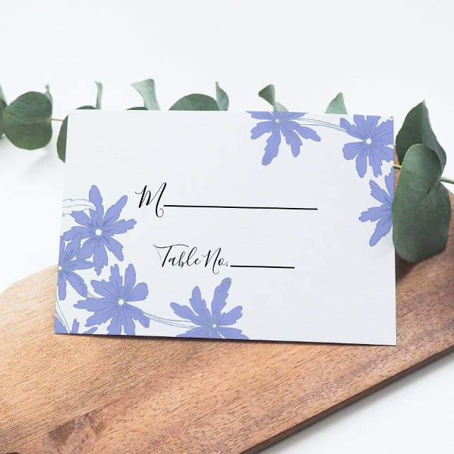 Periwinkle Blue Daisies Wedding Place Cards (Creator Uploaded)