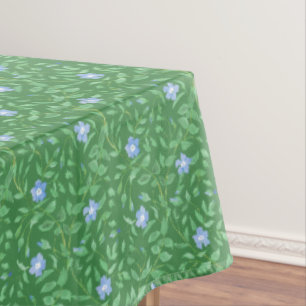 Periwinkle Blue Dark Green Country-style Floral Tablecloth