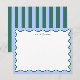 Periwinkle Blue & Deep Teal Wavy Note Card