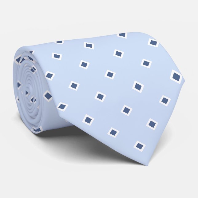 Periwinkle Blue Diamond Polka Dot Pattern Tie (Rolled)