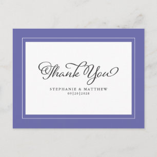 Periwinkle Blue Elegant Modern Wedding Thank You Postcard