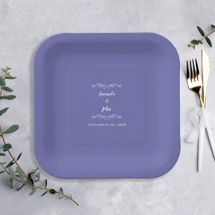 Periwinkle Blue Elegant Weddings Party Reception Paper Plate