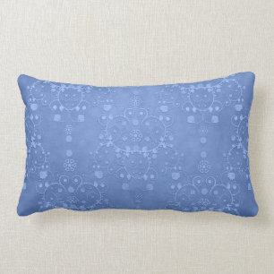 Periwinkle Blue Fancy Floral Damask Pattern Lumbar Cushion