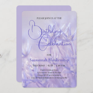 Periwinkle Blue Floral Background Birthday Party Invitation
