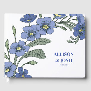 Periwinkle Blue Floral Modern Wedding Guest Book