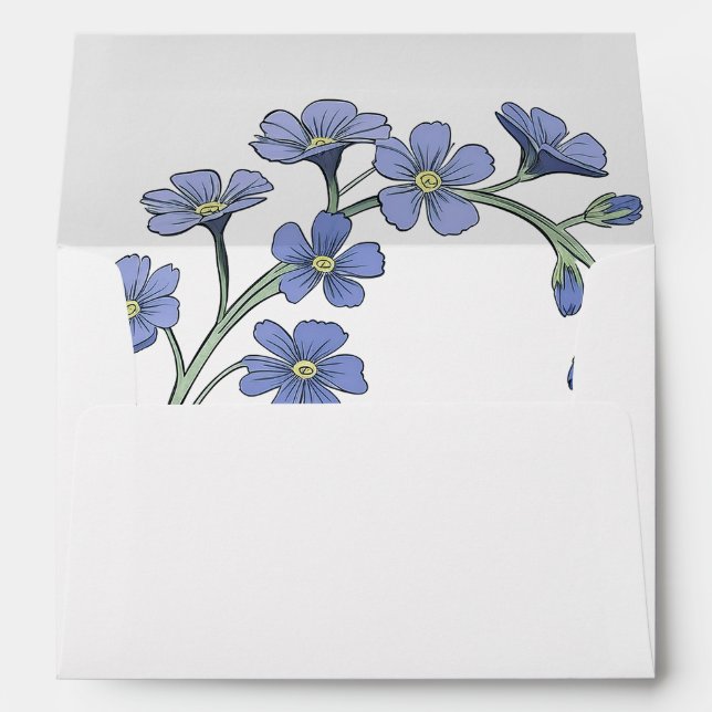 Periwinkle Blue Floral Wedding Invitation Envelope (Back (Bottom))