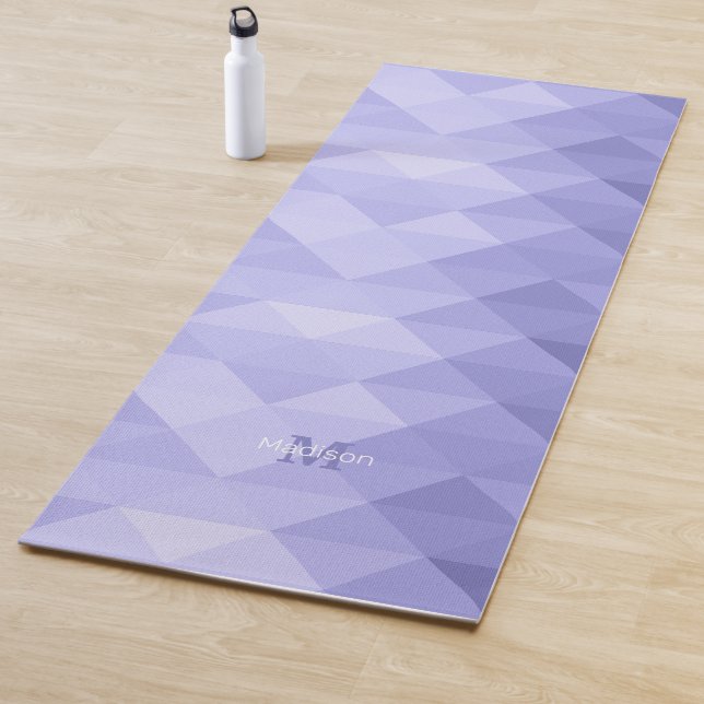 Periwinkle blue geometric square pattern Monogram Yoga Mat (In Situ)