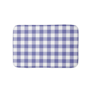 Periwinkle Blue Gingham Check Modern Pattern     Bath Mat
