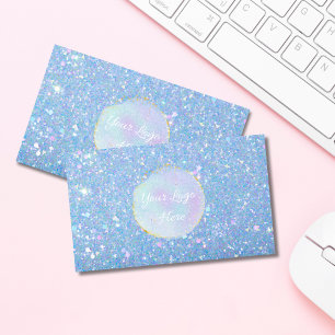 Periwinkle Blue Glitter Custom Business Cards