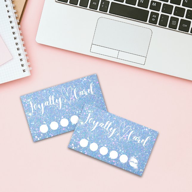 Periwinkle Blue Glitter Customer Loyalty Card (Creator Uploaded)