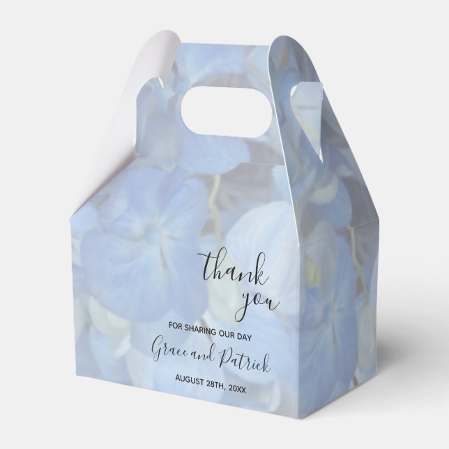 Periwinkle Blue Hydrangeas Wedding Favour Box (Front Side)