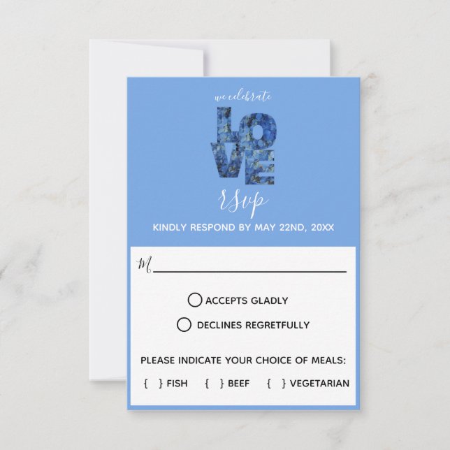Periwinkle Blue Hydrangeas Wedding Response Card (Front)