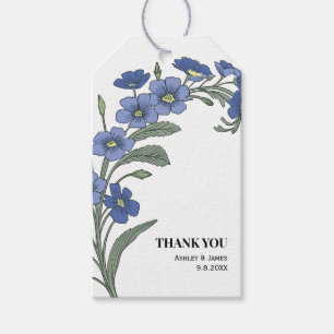 Periwinkle Blue Modern Floral Wedding Thank You Gift Tags