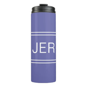 Periwinkle Blue Modern Monogrammed Initials Simple Thermal Tumbler