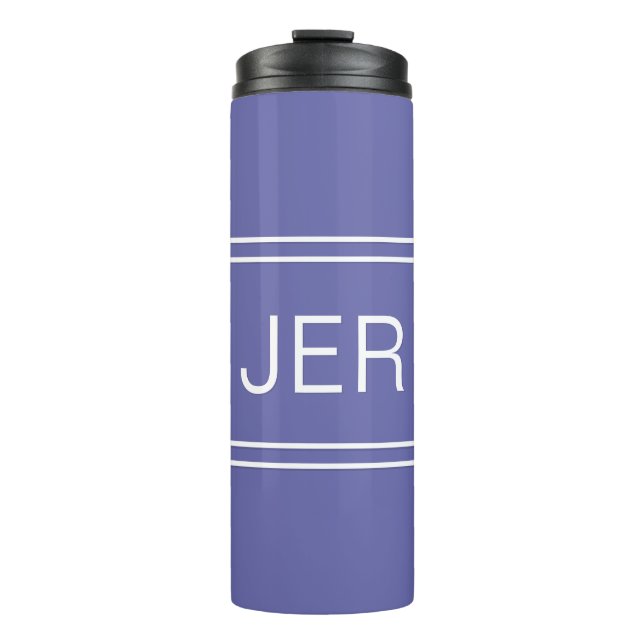 Periwinkle Blue Modern Monogrammed Initials Simple Thermal Tumbler (Front)