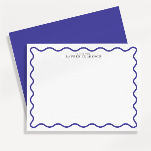 Periwinkle Blue Modern Wavy Border Note card