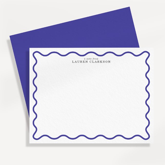 Periwinkle Blue Modern Wavy Border Note card (Creator Uploaded)