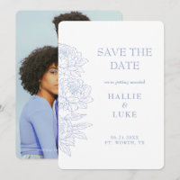 Periwinkle Blue Peony Photo Wedding Save Date II