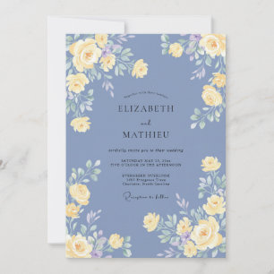 Periwinkle Blue Romantic Summer Wedding Invitation