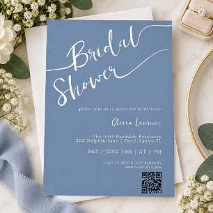 Periwinkle Blue Script Bridal Shower Invitation