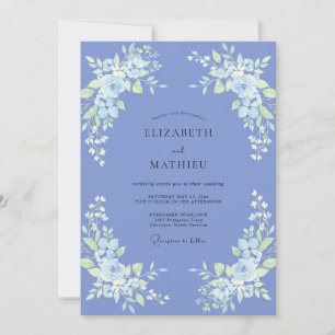 Periwinkle Blue Serene Spring Botanical Wedding Invitation