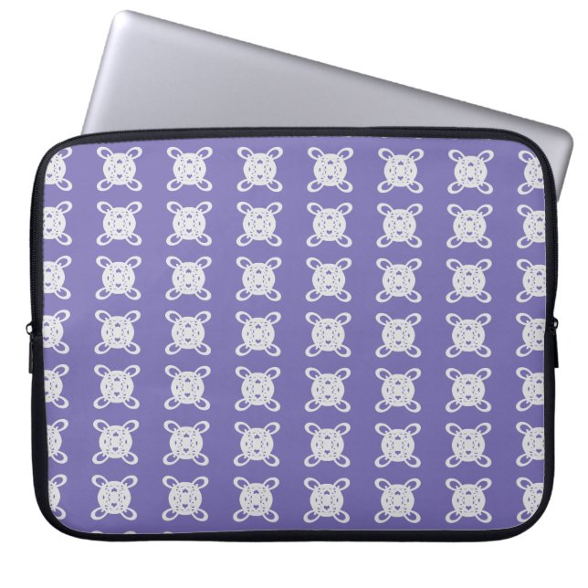 Periwinkle Blue & Silver Grey Circle Pattern Laptop Sleeve (Front)